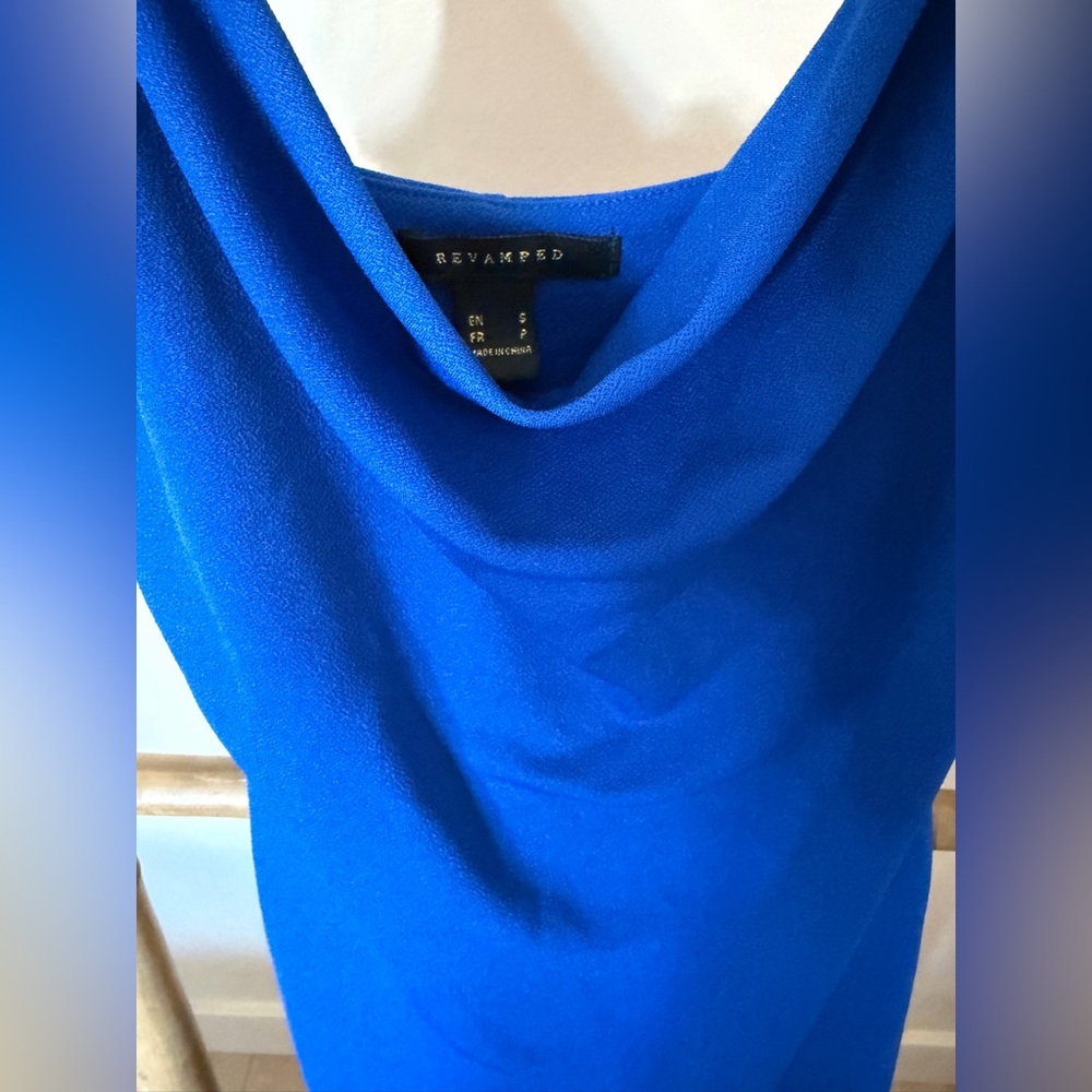Revamped Vibrant Blue Strapless Dress - Picture 4 of 6